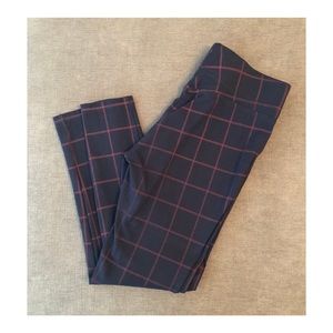 LOFT navy/burgundy Window Pane legging